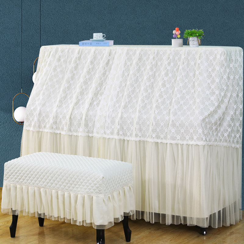 钢琴琴罩全罩防尘套子欧式古典绣花灰色轻奢布艺星海钢琴帘盖布披