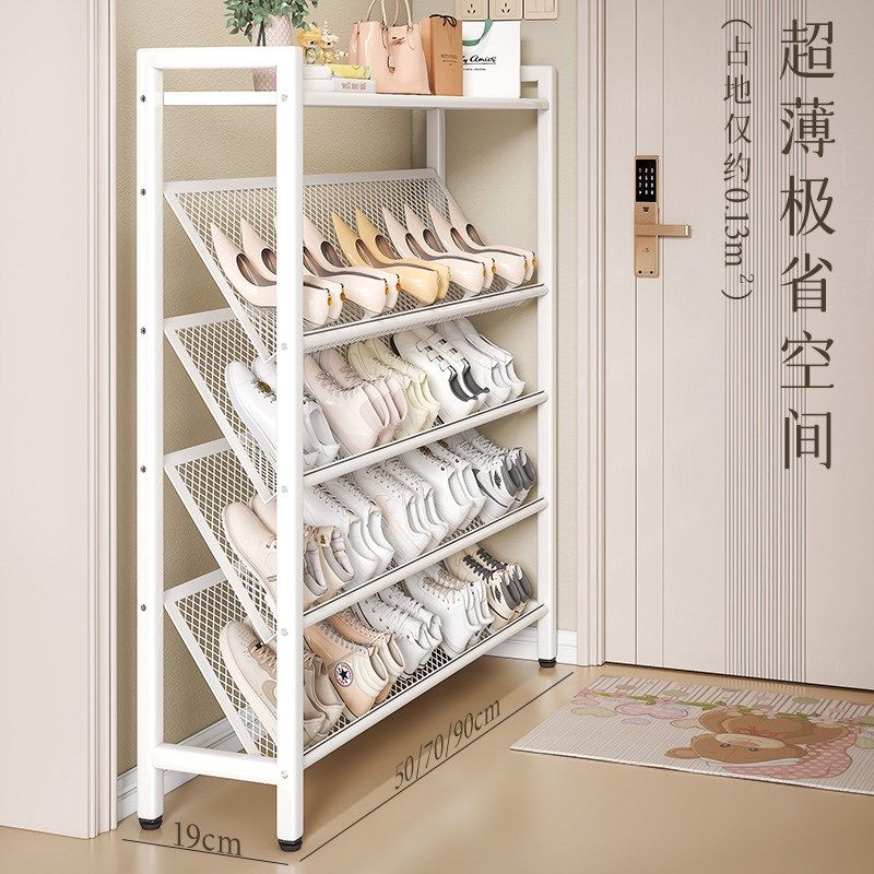 鞋架子家用门口多层小窄不锈钢入户门置物架外楼道简易极窄小鞋柜