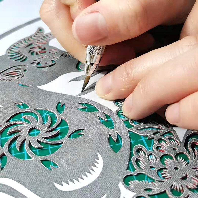 中国风十二生肖动物传统手工艺剪纸刻纸底稿图样红纸宣纸DIY窗花