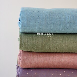 纯棉色织双层纱床单三件套干爽透气防滑双人被单全棉纱布被套枕套