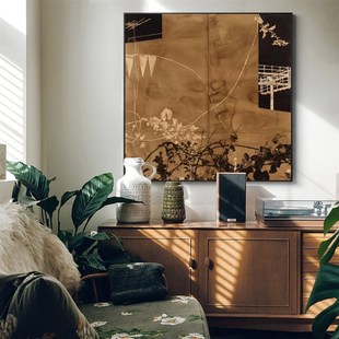 海市蜃楼中式复古客厅沙发背景墙装饰画日式餐厅玄关挂画卧室民宿