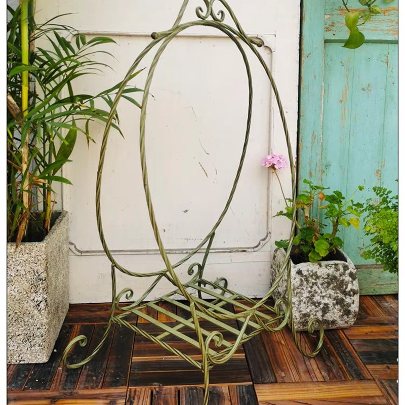 铁艺爬藤花架户外庭院阳台花盆小鸟托架圆形铁线莲攀爬牵引支架子