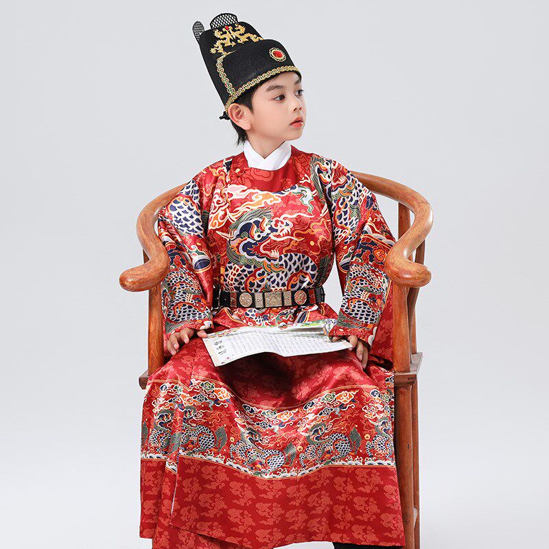 儿童皇帝汉服男童圆领袍幼儿飞鱼服锦衣卫亲子明制汉服团龙袍亲子