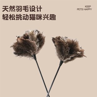 驼鸟毛逗猫棒猫咪玩具自嗨解闷气味丰荣天然羽毛厚不掉毛耐咬除尘