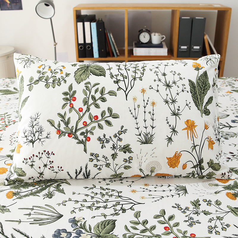 绿野仙踪花卉风纯棉枕套单只小清新单人全棉枕头套一对装48*74cm