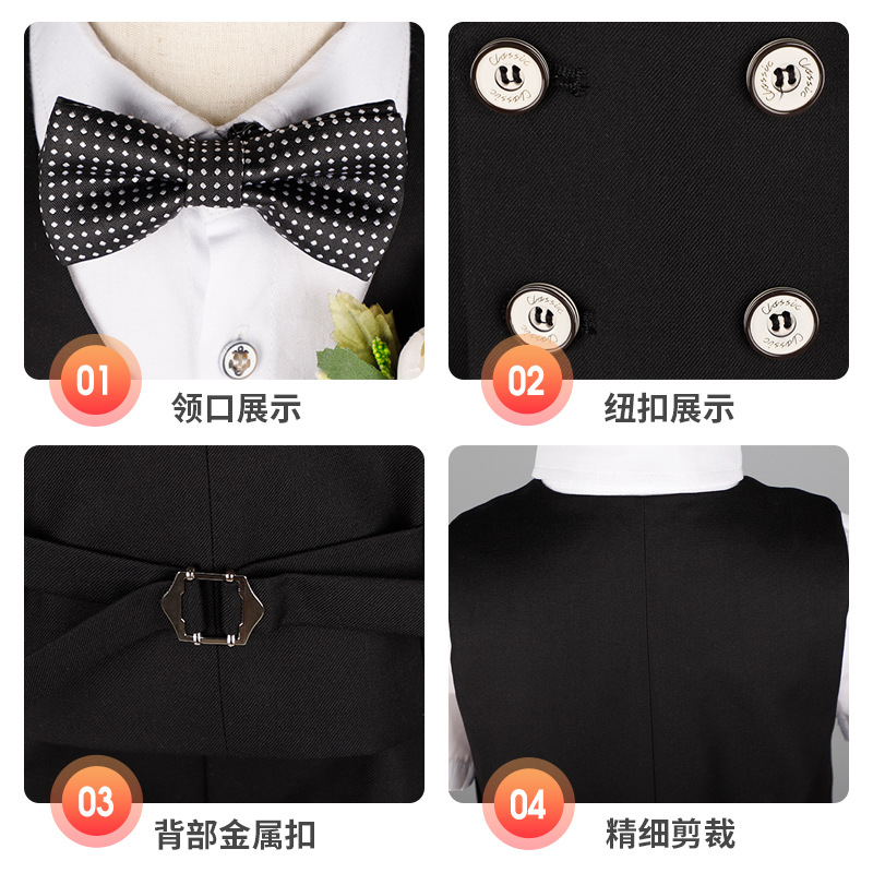夏季男童礼服儿童生日西装马甲衬衫演出服装套装男孩宝宝花童婚礼