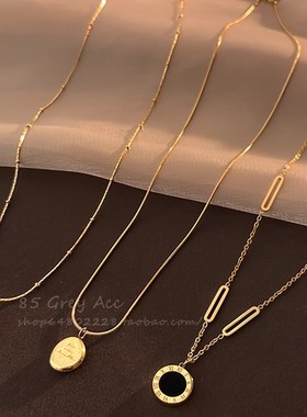 现货速发钛钢不掉色项链轻奢小众设计感毛衣链2024年新款爆款锁骨