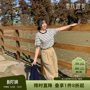 80302 微胖MM显瘦收褶轻柔直筒阔腿裤 春夏大码 松紧腰棉质休闲长裤