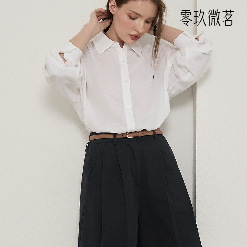 09women韩国大码亚麻防晒衬衫