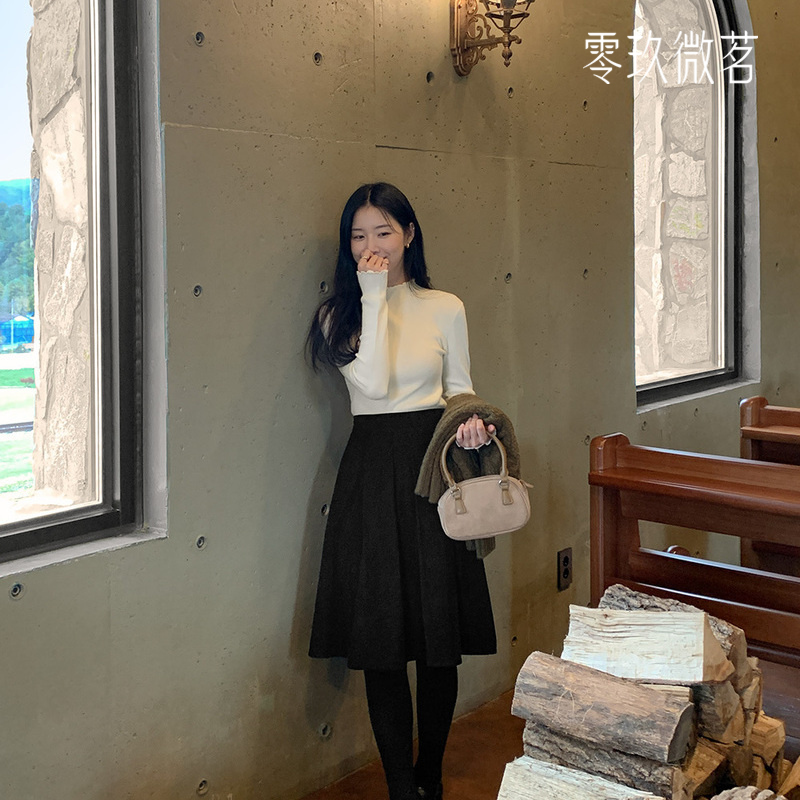 零玖微茗韩版2025春新款经典百搭大码打底针织衫中高领上衣78513