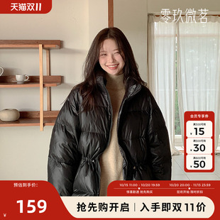 2025冬韩版休闲轻暖宽松中长款羽绒棉服收腰显瘦黑色厚外套79183