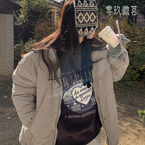 09women韩国大码女保暖连帽棉服