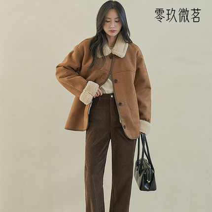 09women加大码个性宽松舒适灯芯绒直筒长裤微胖mm显瘦阔腿裤79214