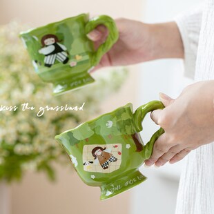 可爱马克杯女生水杯家用特别好看 杯子办公室陶瓷杯精致早餐杯