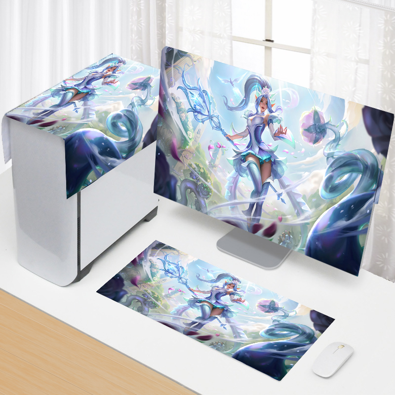 台式电脑防尘罩27英寸三件套曲屏显示器24寸防尘套键盘罩主机盖布