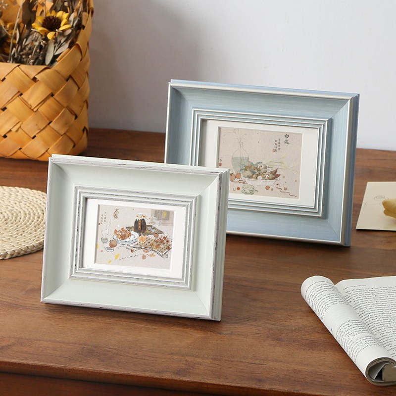 美式相框摆台竖横定做画框装裱6七寸8A4复古客厅办公室10寸照片框