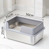 不锈钢猫砂盆围挡盖子围栏挡板加高围档猫沙盆加深金属特大猫厕所