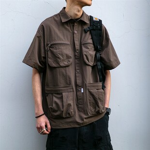 工装 山系户外功能性设计款 男夏季 衬衫 外套潮 多口袋防泼水透气短袖