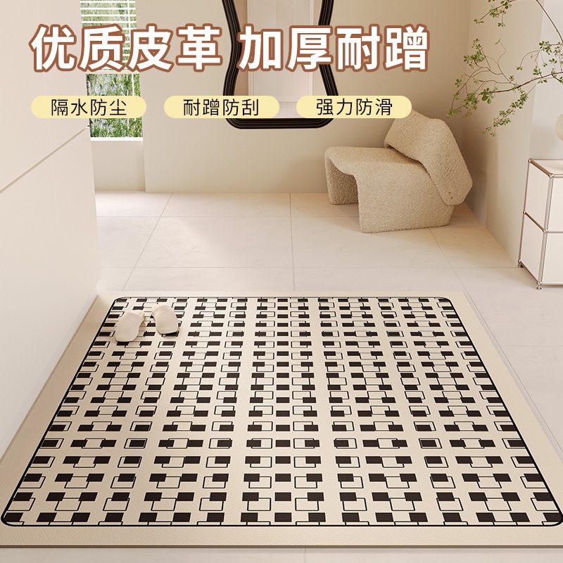 美式入户皮革地垫进门门口家用脚垫可擦免洗门垫pvc门内防滑地毯