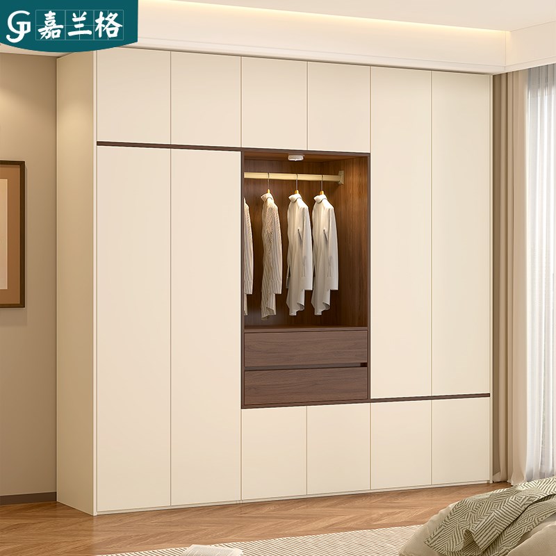 定制网红分段式衣柜家用卧室奶油中古风免拉手衣橱收纳小户型9A59