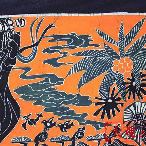 传统民族蜡染画孔雀公主纯棉手工艺壁挂客厅餐厅布艺装饰壁画挂画