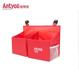挂钩式挂袋适合闭合式婴儿床摇篮 双格立体挂袋 尿布袋 床头收纳