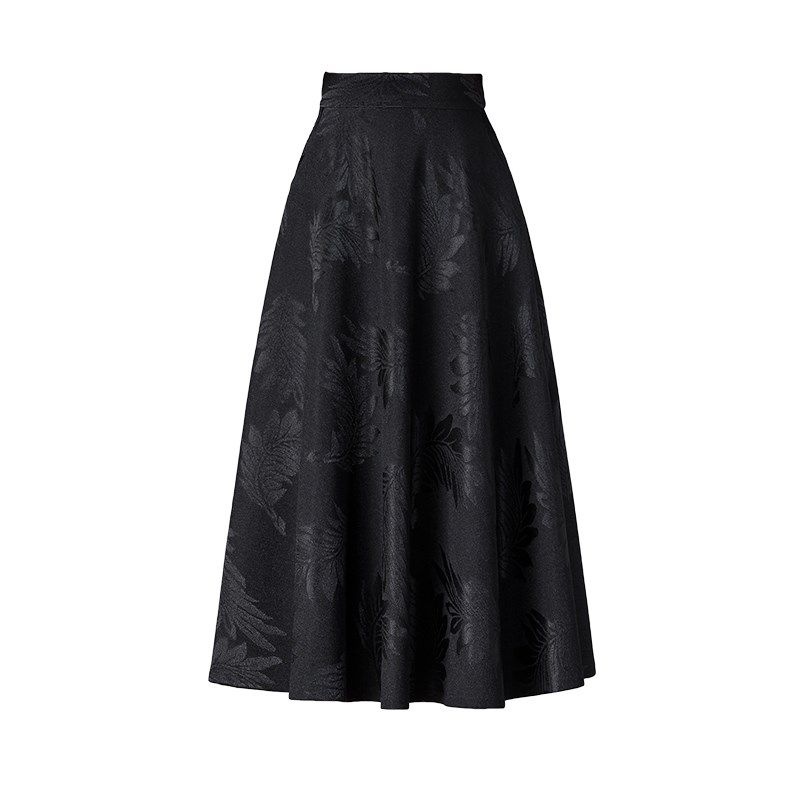 2024秋季新款黑色暗花高腰A字裙半身裙中长款大摆舞裙中年女裙子,女装/女士精品,半身裙,淘宝优惠券,粉丝福利购,淘宝优惠卷