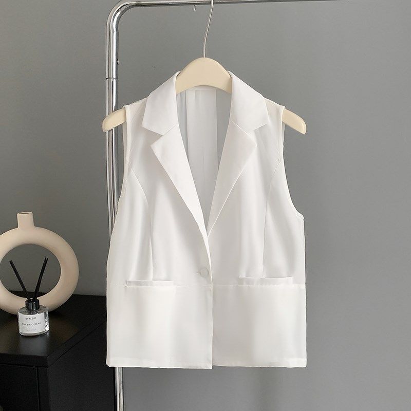夏季马甲女薄款外穿无袖西装夏天小背心短款马夹外搭开衫雪纺小衫