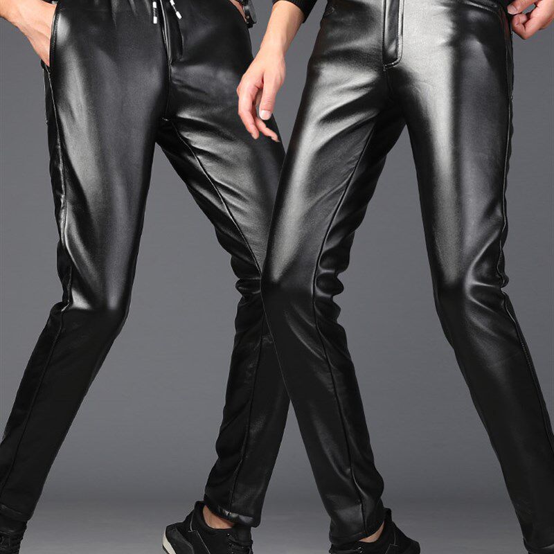 修身皮裤男冬季加绒加厚骑行紧身小脚摩托车男士保暖机车防水防风