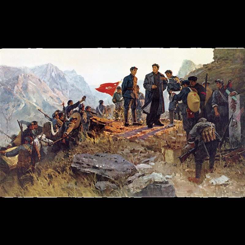雄关漫道真如铁而今迈步从头越-油画装饰画芯珍藏复古长征红军画图片