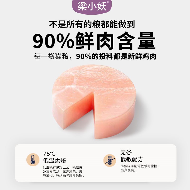 【试吃装】梁小妖低温烘焙猫粮全价全期幼猫成猫无谷高肉蛋白主粮