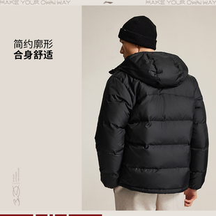 李宁LI NING韦德系列男子防泼水鹅绒短羽绒服AYMV065