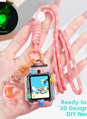 适用小天才W2123AC电话手表D2A表带Y7男女孩挂脖子绳保护套壳表炼