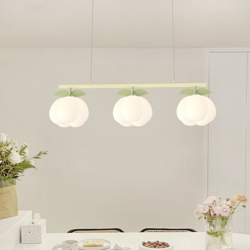 速发棉花餐厅吊灯意字创法奶油风餐桌吧台灯全光谱护眼一式长条饭