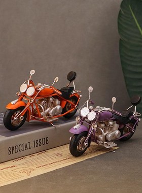 速发铁艺复古摩品车模型饰件个性创意家居客厅软装摆托电视柜酒柜