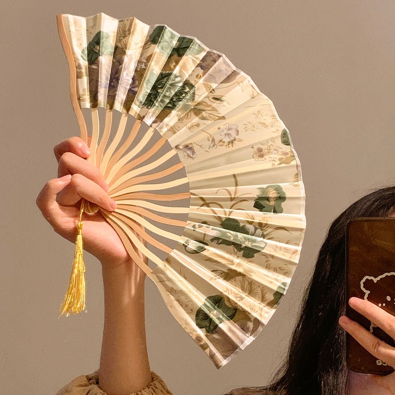速发古墨画折蹈扇子夏天便携随身新中旗国风舞叠式袍汉服折扇生