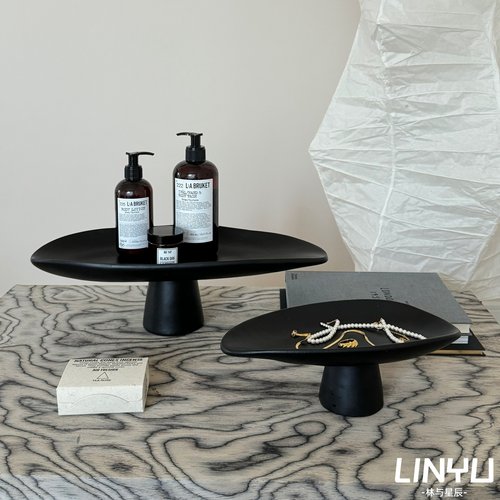 林与/意式简约餐桌高脚果盘摆件软装样品屋展示中心家居客厅茶几