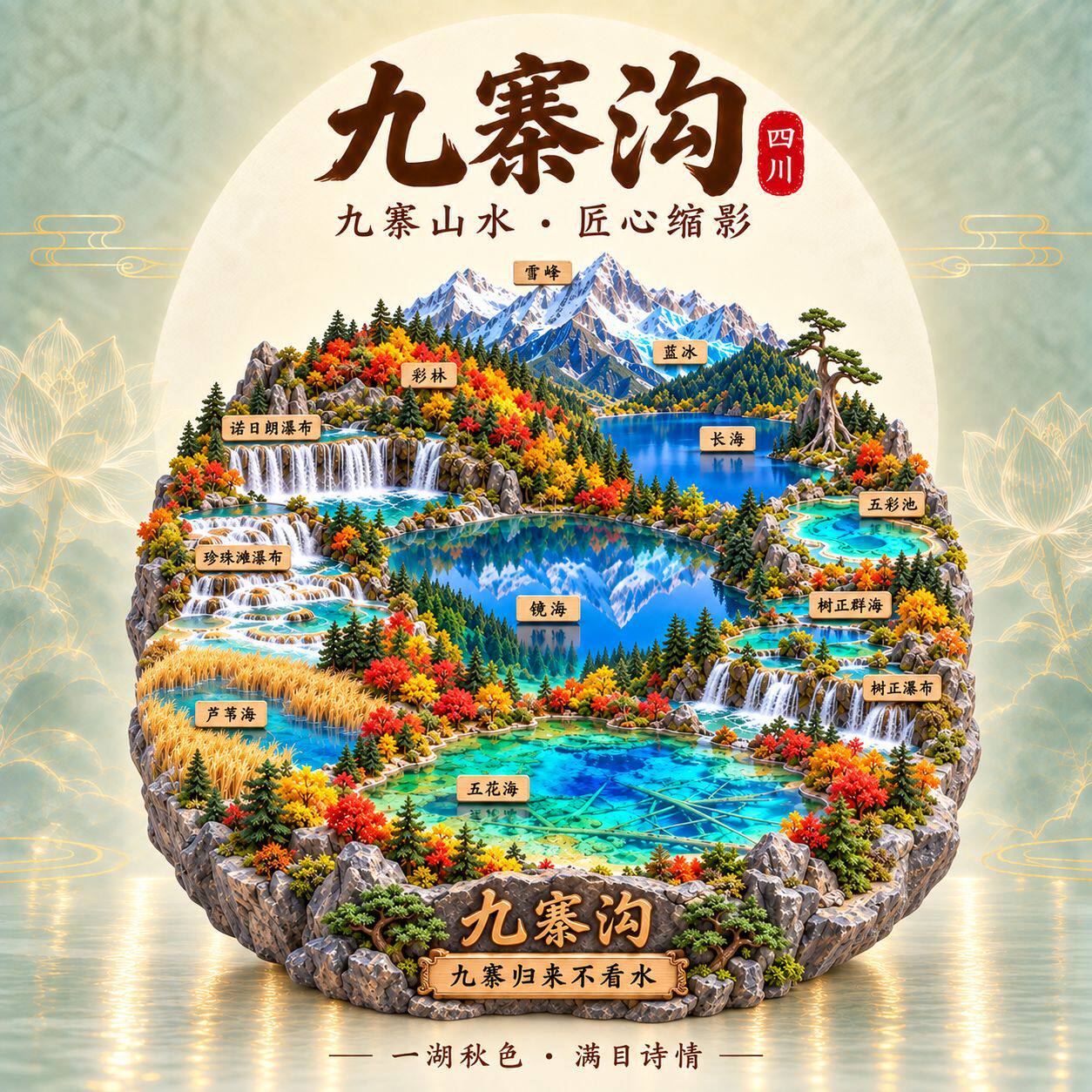 九寨沟旅游景点纪念品冰箱贴磁吸