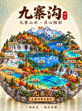 九寨沟旅游景点纪念品冰箱贴磁吸