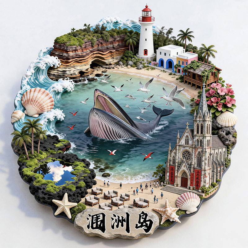 北海涠洲岛景点文创冰箱贴磁吸