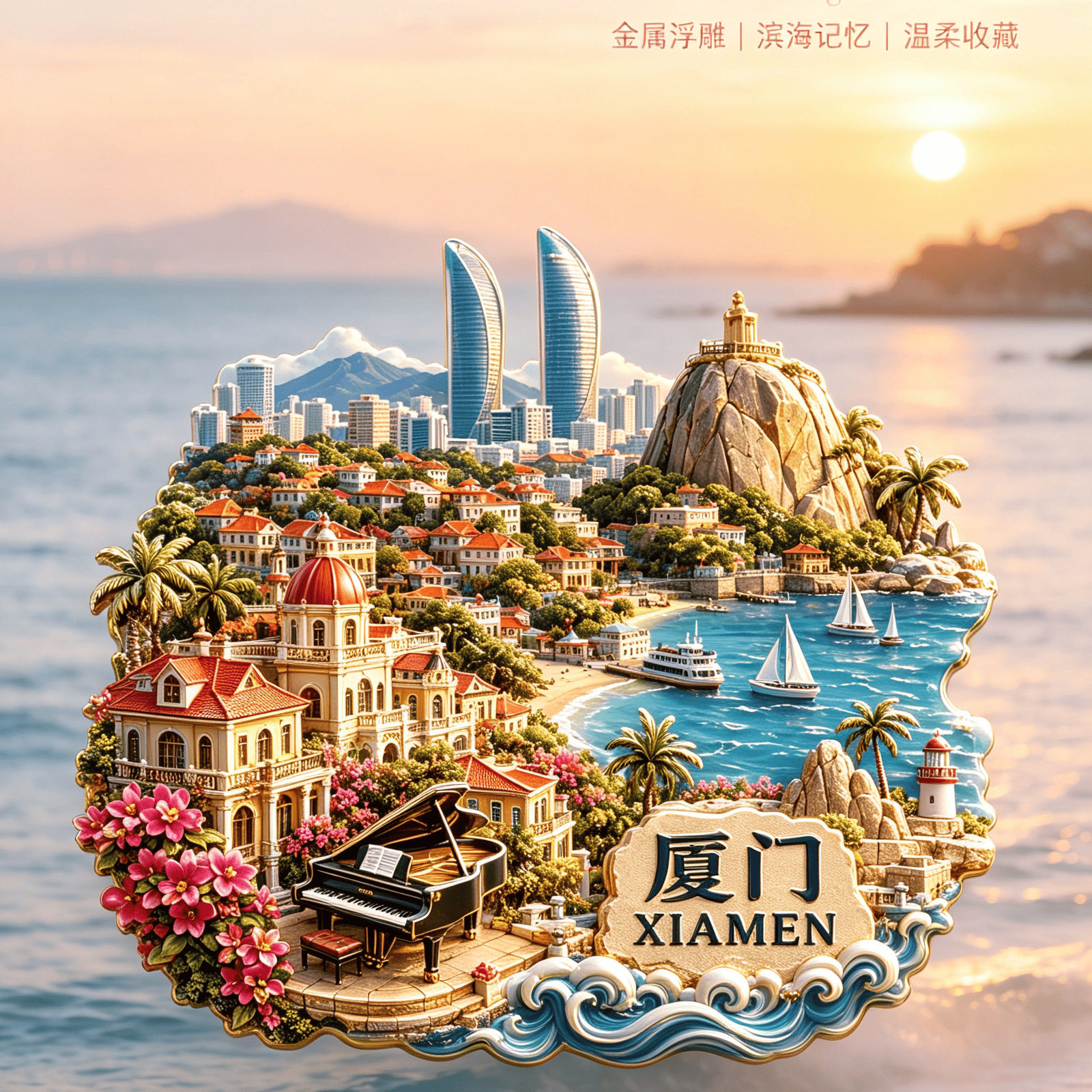 厦门鼓浪屿城市旅游纪念品冰箱贴
