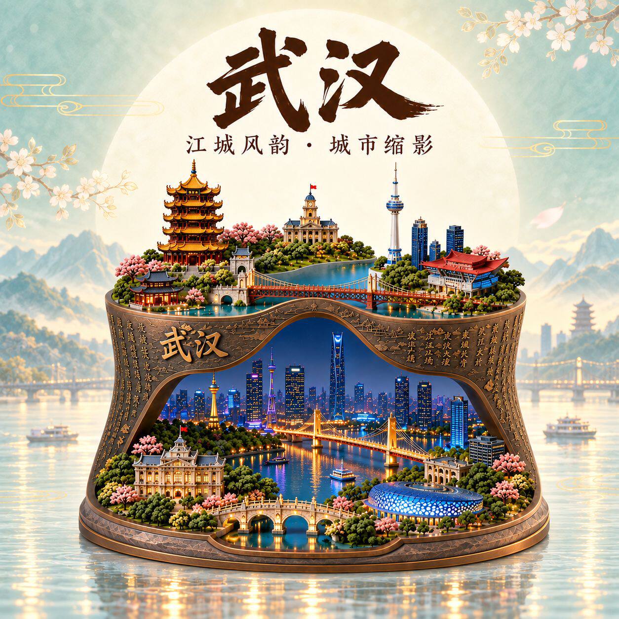 武汉城市旅游纪念品冰箱贴磁吸