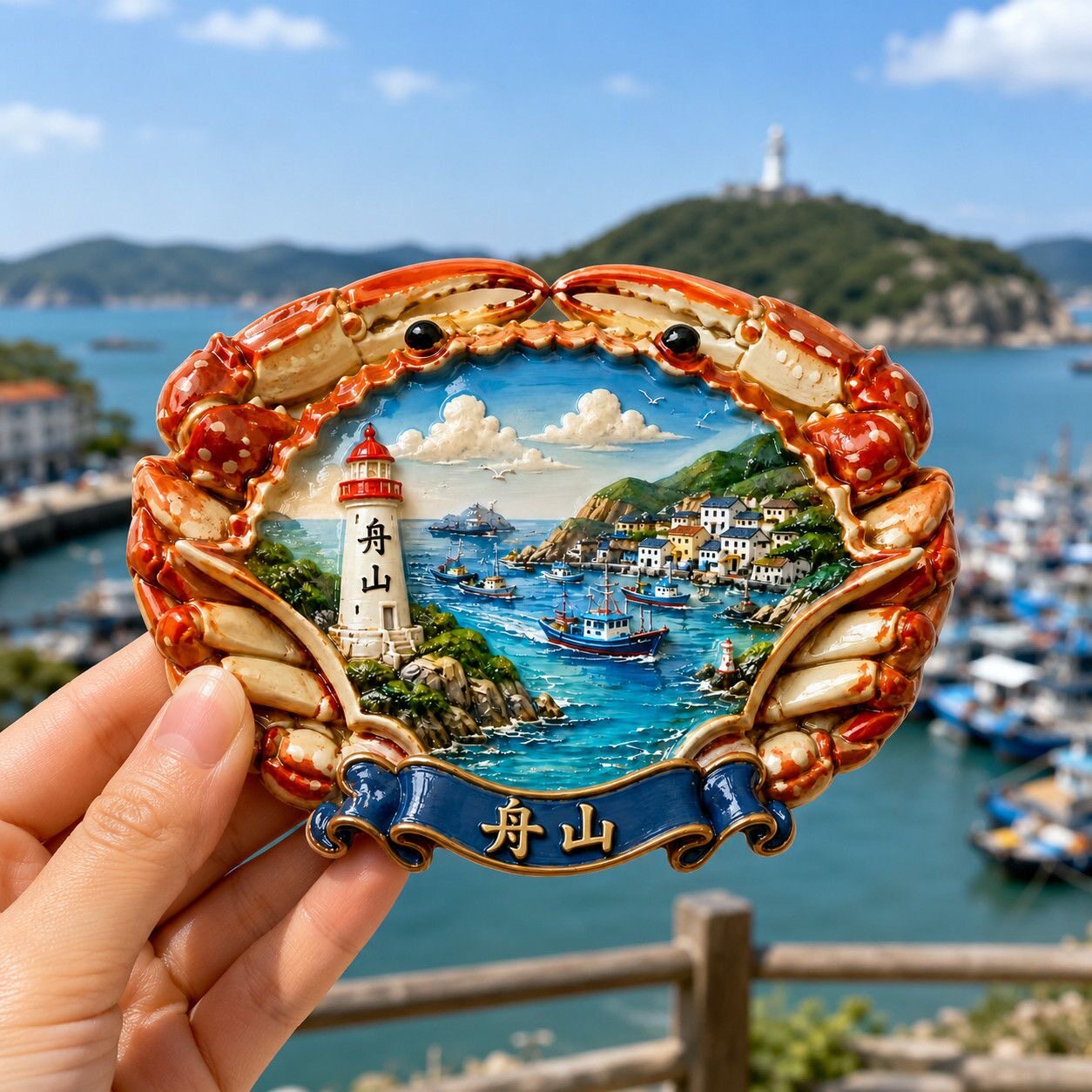 舟山梭子蟹旅游景点纪念品冰箱贴