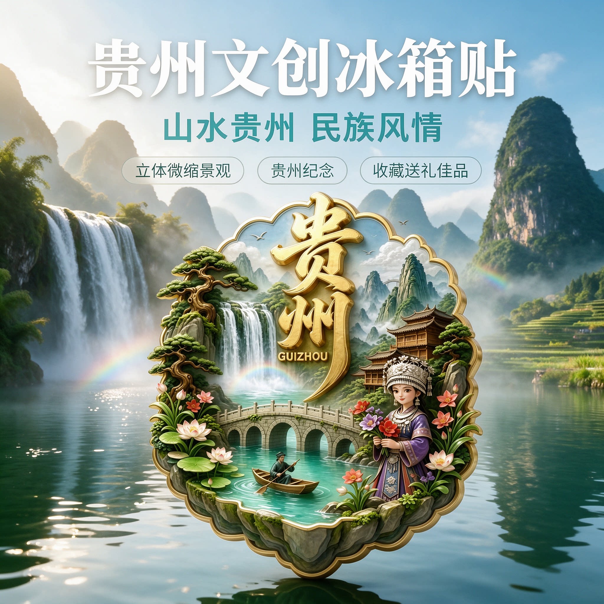 贵州城市旅游纪念品冰箱贴磁吸