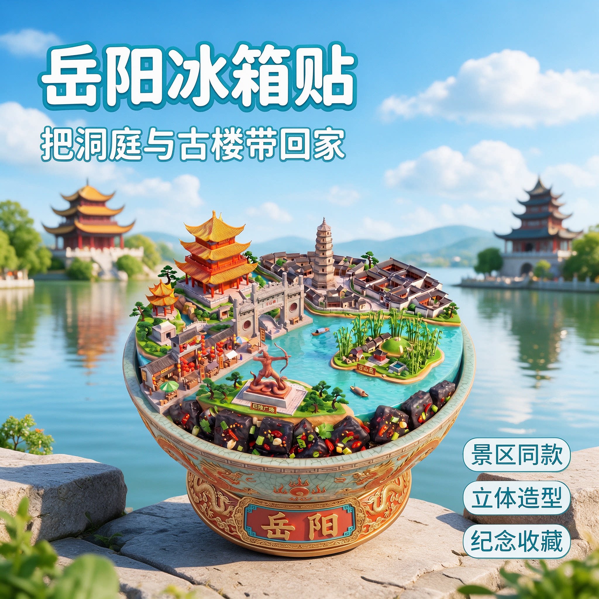 岳阳城市旅游纪念品冰箱贴磁吸