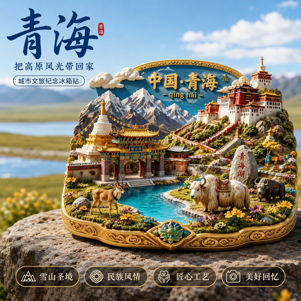 青海旅游纪念品冰箱贴文创礼品