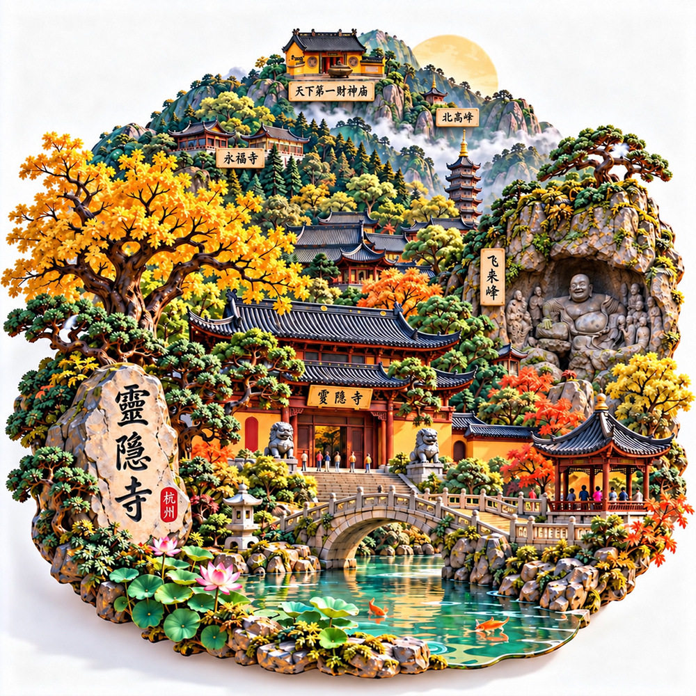 杭州灵隐寺旅游景点纪念品冰箱贴