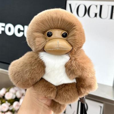 可爱真獭兔毛小猴子汽车钥匙扣挂件ins网红毛绒公仔书包包挂饰女