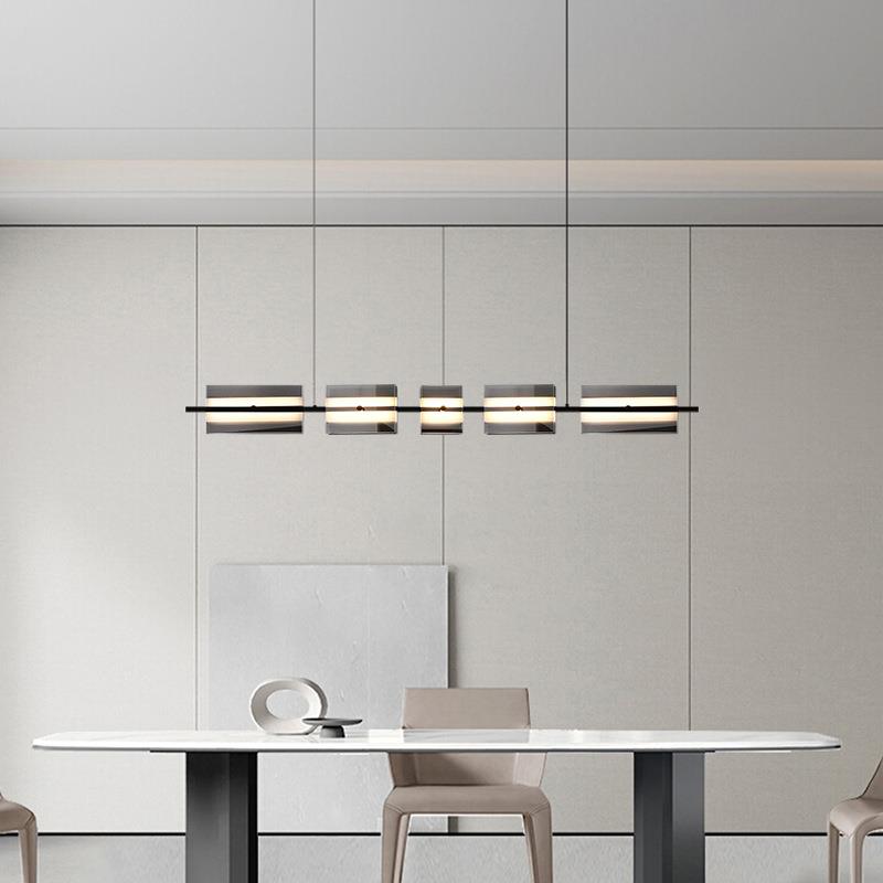 意式极简餐厅吊灯现代简约吧台前台北欧设计师高端创意玻璃长条灯
