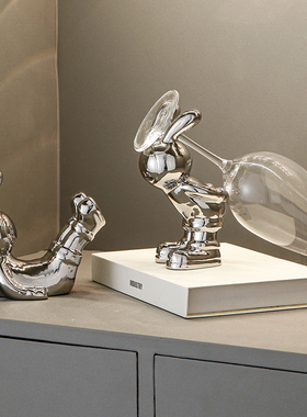 速发兔子品摆件葡边酒柜装饰架客厅轻奢餐萄酒托桌面置物架